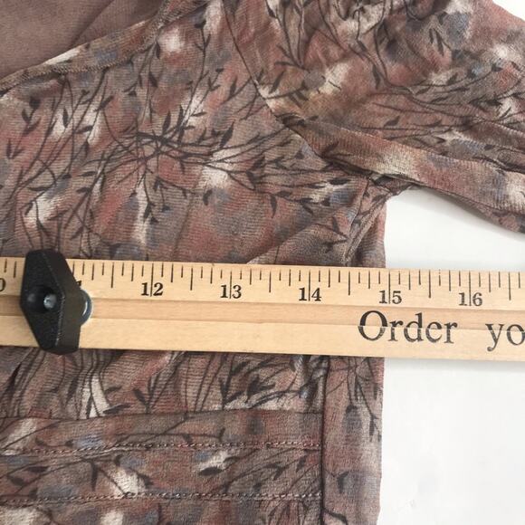 Inturtians Silk Top Womens Medium Brown Floral 100% Silk - Picture 8 of 10